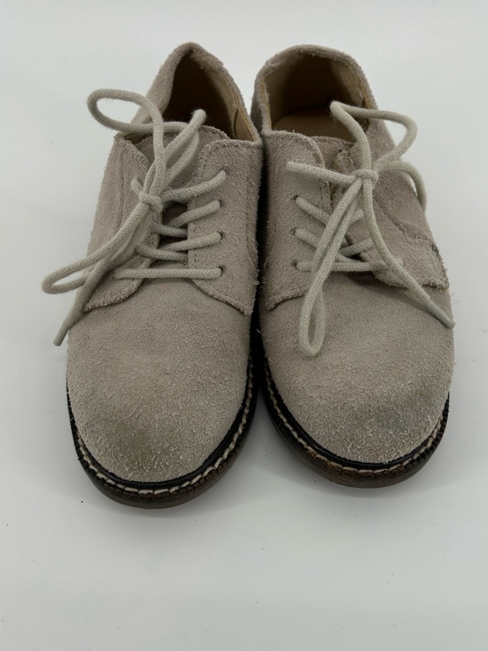 Janie and Jack Beige Suede Lace-Up Dress Shoes - Picture 2 of 6